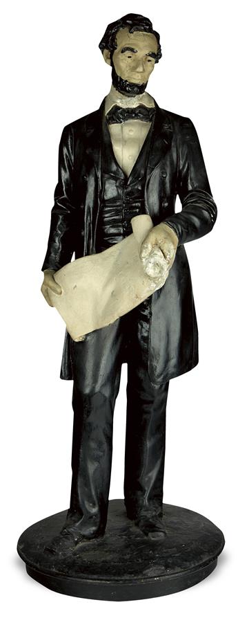 (LINCOLN, ABRAHAM.) Full-figure statuette of Lincoln holding the Emancipation Proclamation, after Volk.